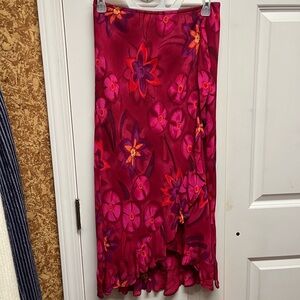 Anthropologie Floral Wrap Skirt in Pink and Purple